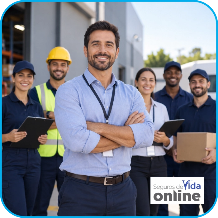 Equipe de colaboradores protegida com seguro de acidentes pessoais coletivo empresarial